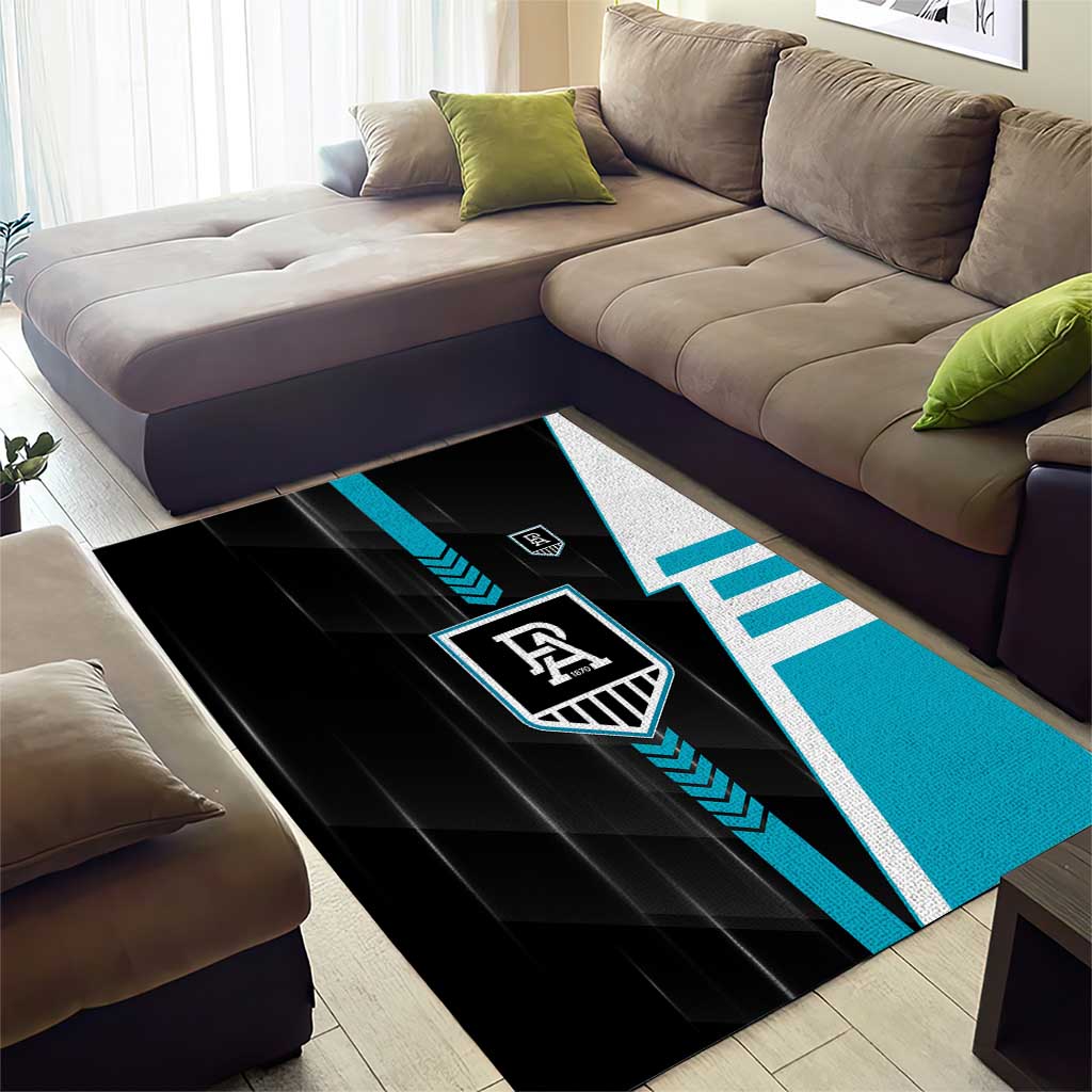 Port Adelaide Power Area Rug Modern Geometric Sports Graphic Style