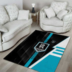 Port Adelaide Power Area Rug Modern Geometric Sports Graphic Style