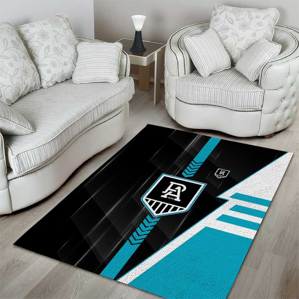 Port Adelaide Power Area Rug Modern Geometric Sports Graphic Style