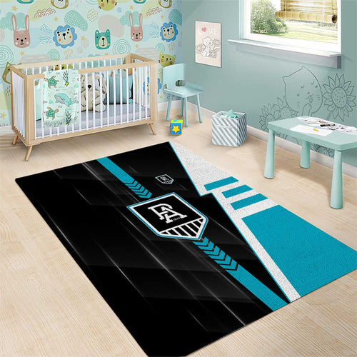 Port Adelaide Power Area Rug Modern Geometric Sports Graphic Style
