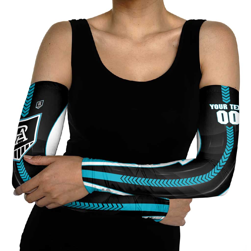 Personalized Port Adelaide Power Arm Sleeves Modern Geometric Sports Graphic Style