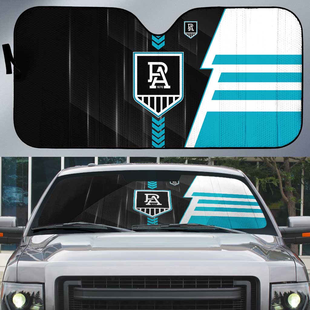 Port Adelaide Power Auto Sun Shade Modern Geometric Sports Graphic Style
