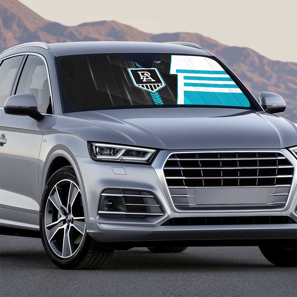 Port Adelaide Power Auto Sun Shade Modern Geometric Sports Graphic Style
