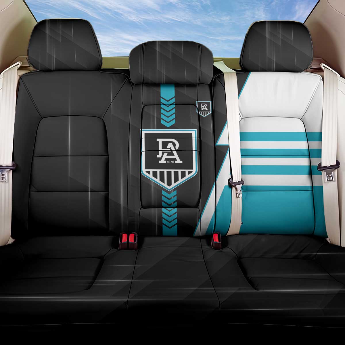 Port Adelaide Power Back Car Seat Cover Modern Geometric Sports Graphic Style