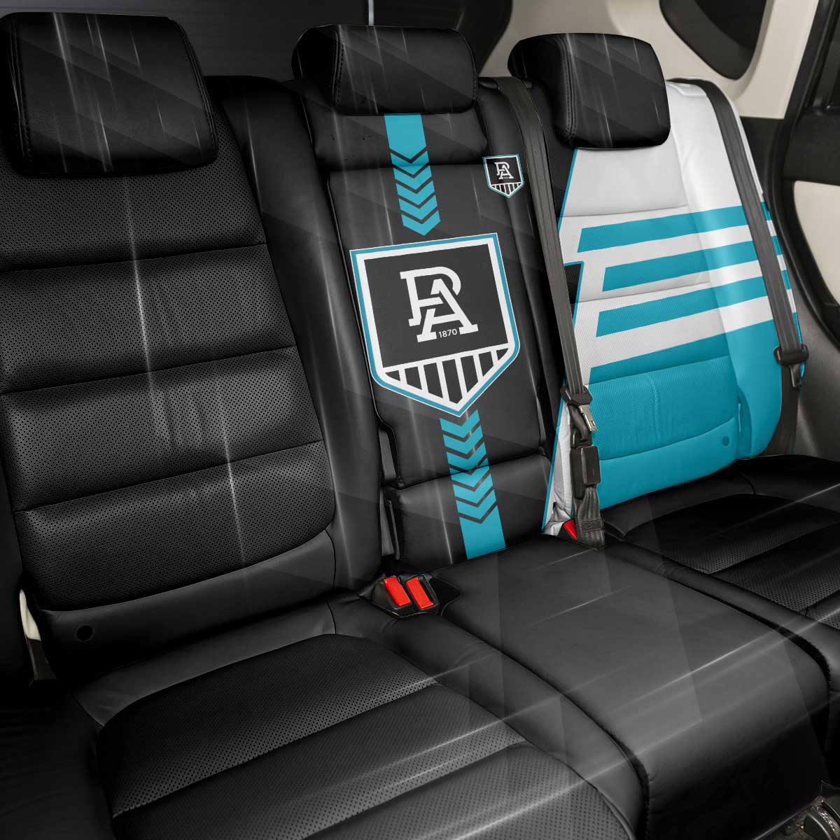 Port Adelaide Power Back Car Seat Cover Modern Geometric Sports Graphic Style