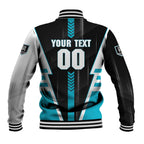 Personalized Port Adelaide Power Baseball Jacket Modern Geometric Sports Graphic Style