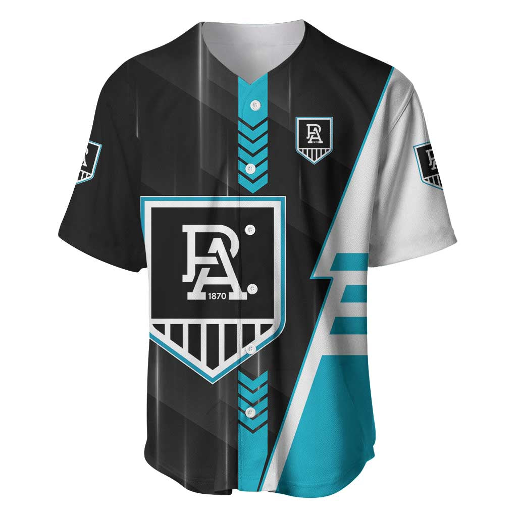 Personalized Port Adelaide Power Baseball Jersey Modern Geometric Sports Graphic Style