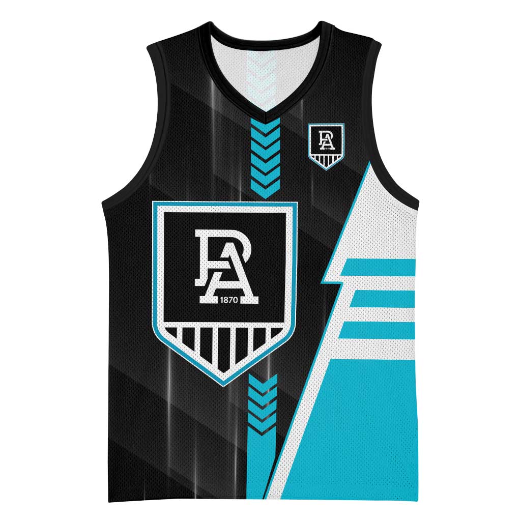 Personalized Port Adelaide Power Basketball Jersey Modern Geometric Sports Graphic Style