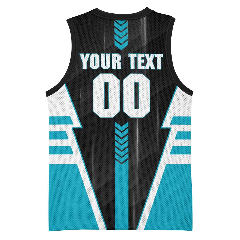 Personalized Port Adelaide Power Basketball Jersey Modern Geometric Sports Graphic Style