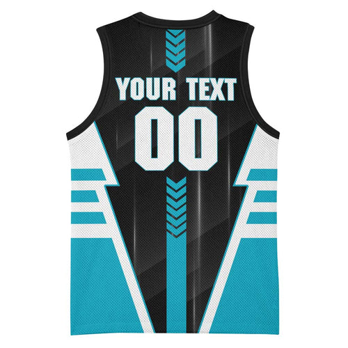 Personalized Port Adelaide Power Basketball Jersey Modern Geometric Sports Graphic Style
