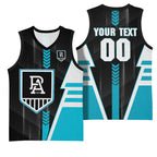 Personalized Port Adelaide Power Basketball Jersey Modern Geometric Sports Graphic Style