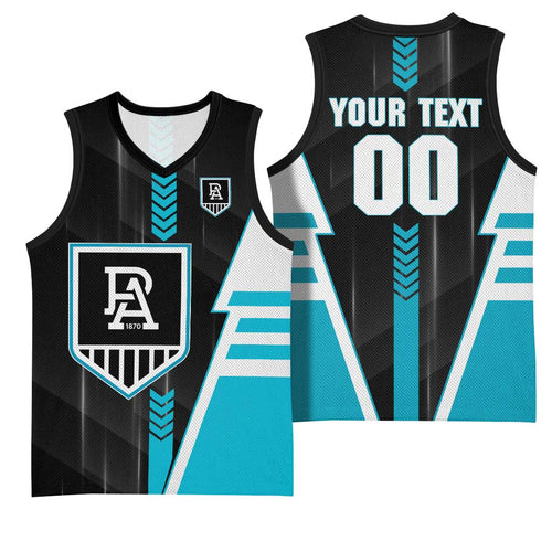 Personalized Port Adelaide Power Basketball Jersey Modern Geometric Sports Graphic Style