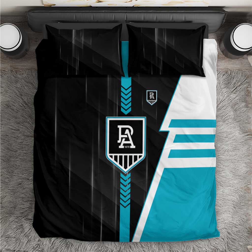 Port Adelaide Power Bedding Set Modern Geometric Sports Graphic Style