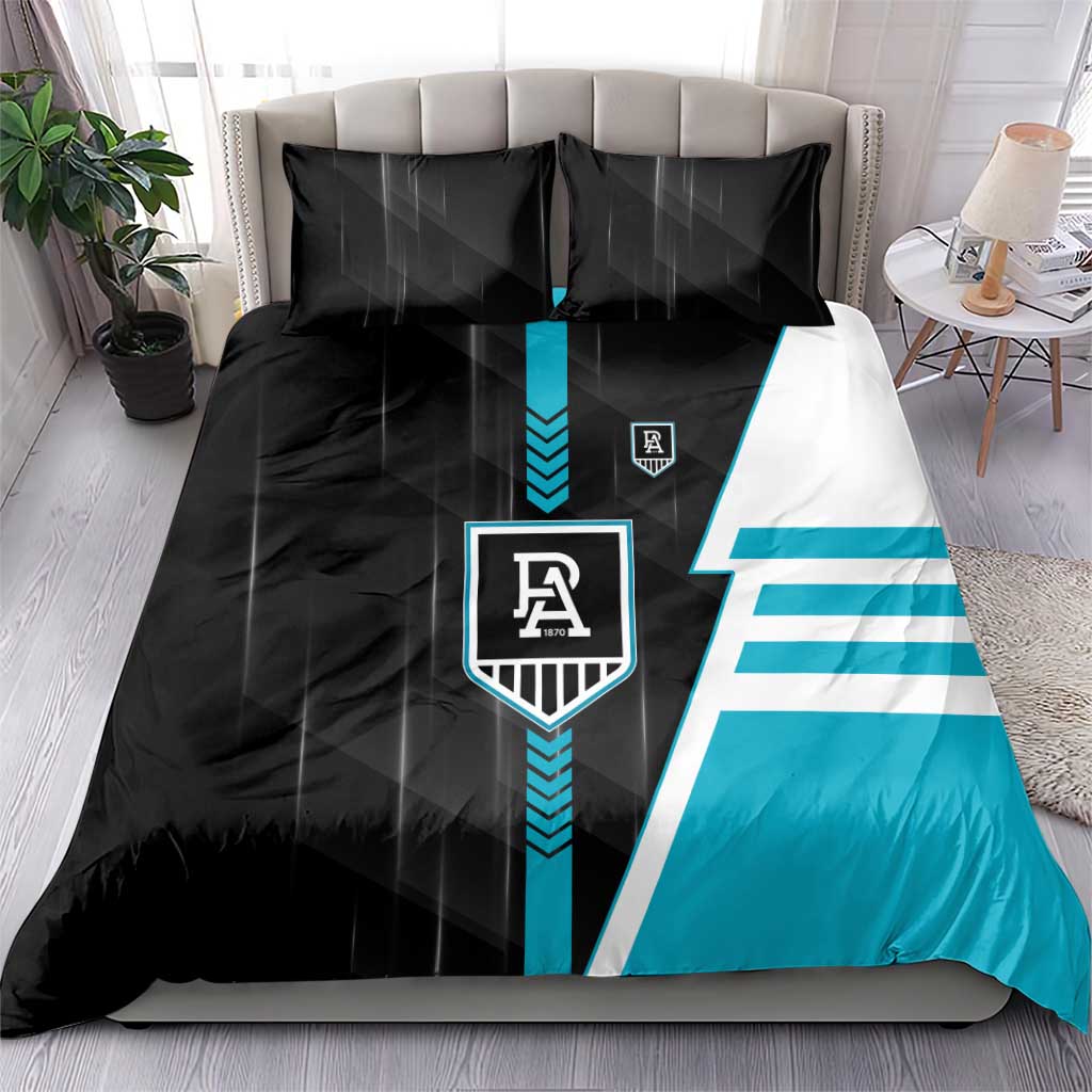 Port Adelaide Power Bedding Set Modern Geometric Sports Graphic Style