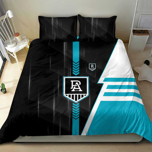 Port Adelaide Power Bedding Set Modern Geometric Sports Graphic Style