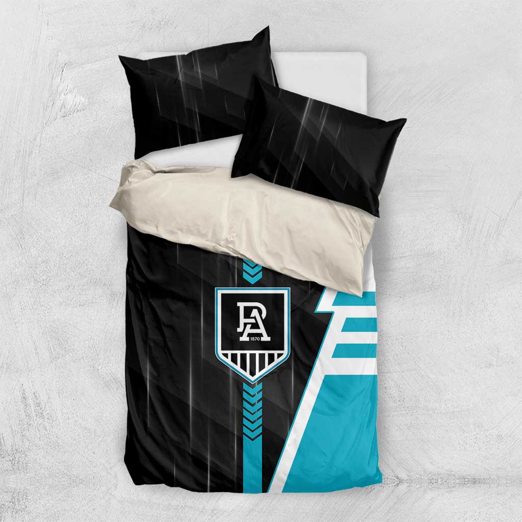 Port Adelaide Power Bedding Set Modern Geometric Sports Graphic Style