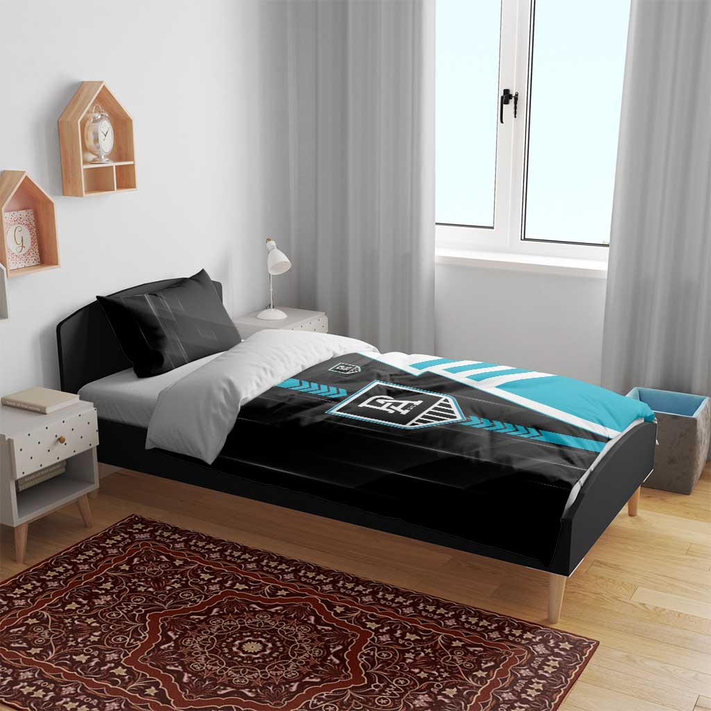 Port Adelaide Power Bedding Set Modern Geometric Sports Graphic Style