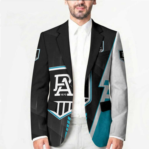 Personalized Port Adelaide Power Blazer Modern Geometric Sports Graphic Style