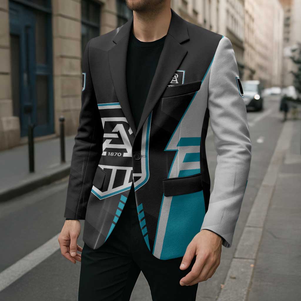 Personalized Port Adelaide Power Blazer Modern Geometric Sports Graphic Style