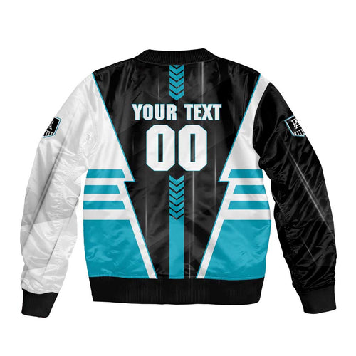 Personalized Port Adelaide Power Bomber Jacket Modern Geometric Sports Graphic Style