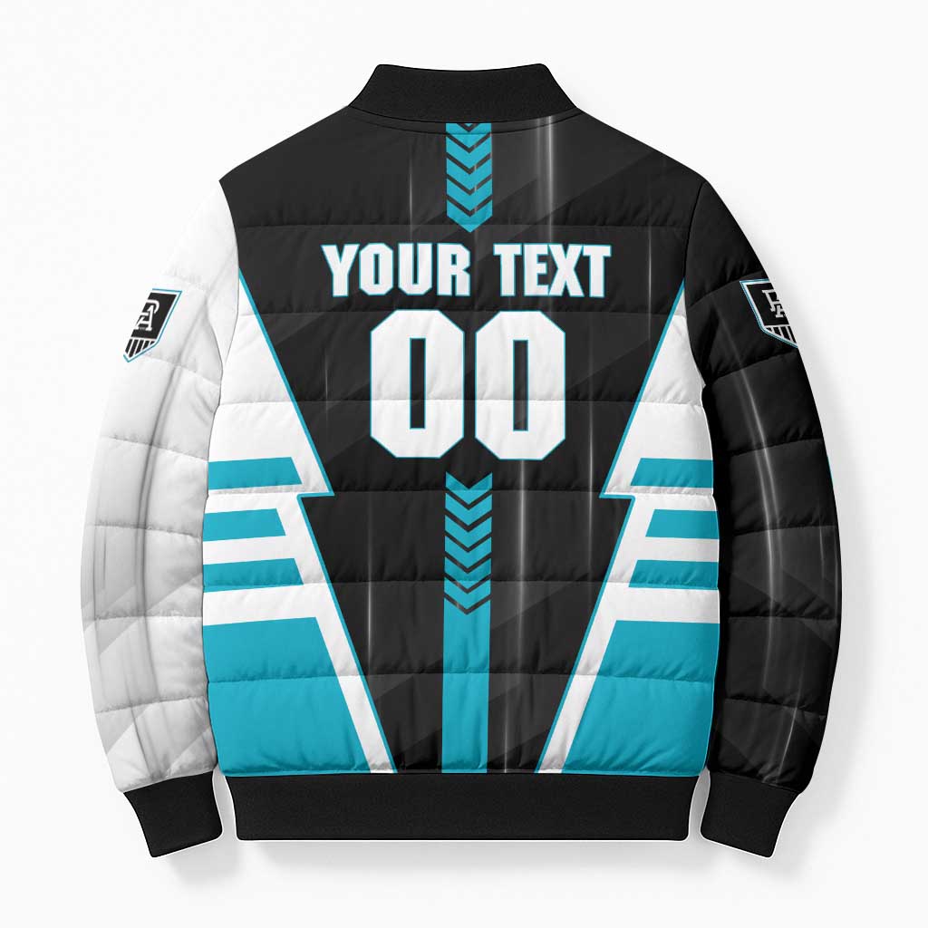 Personalized Port Adelaide Power Bomber Puffer Jacket Modern Geometric Sports Graphic Style