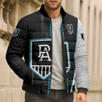 Personalized Port Adelaide Power Bomber Puffer Jacket Modern Geometric Sports Graphic Style