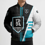 Personalized Port Adelaide Power Bomber Puffer Jacket Modern Geometric Sports Graphic Style