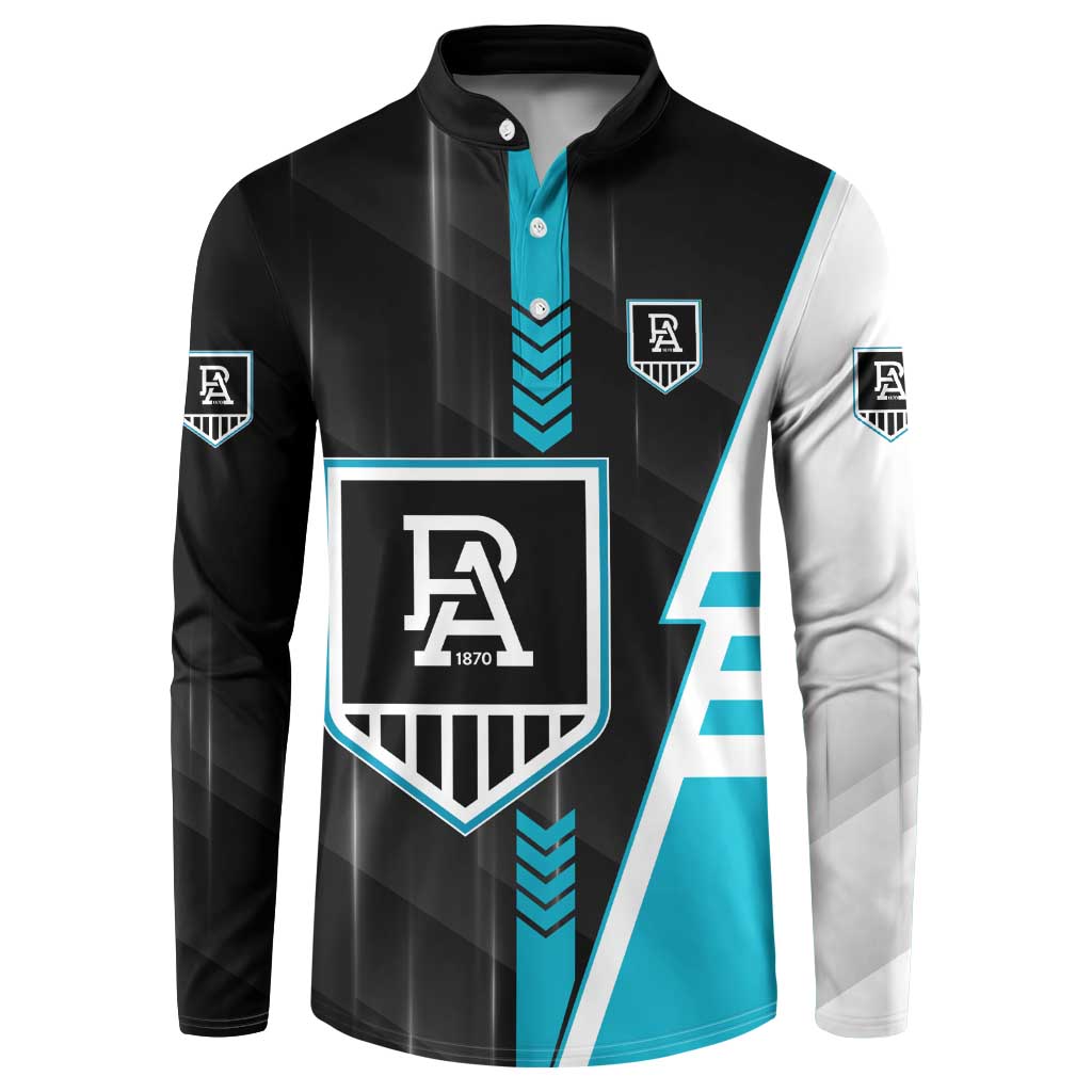 Personalized Port Adelaide Power Button Sweatshirt Modern Geometric Sports Graphic Style