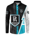 Personalized Port Adelaide Power Button Sweatshirt Modern Geometric Sports Graphic Style