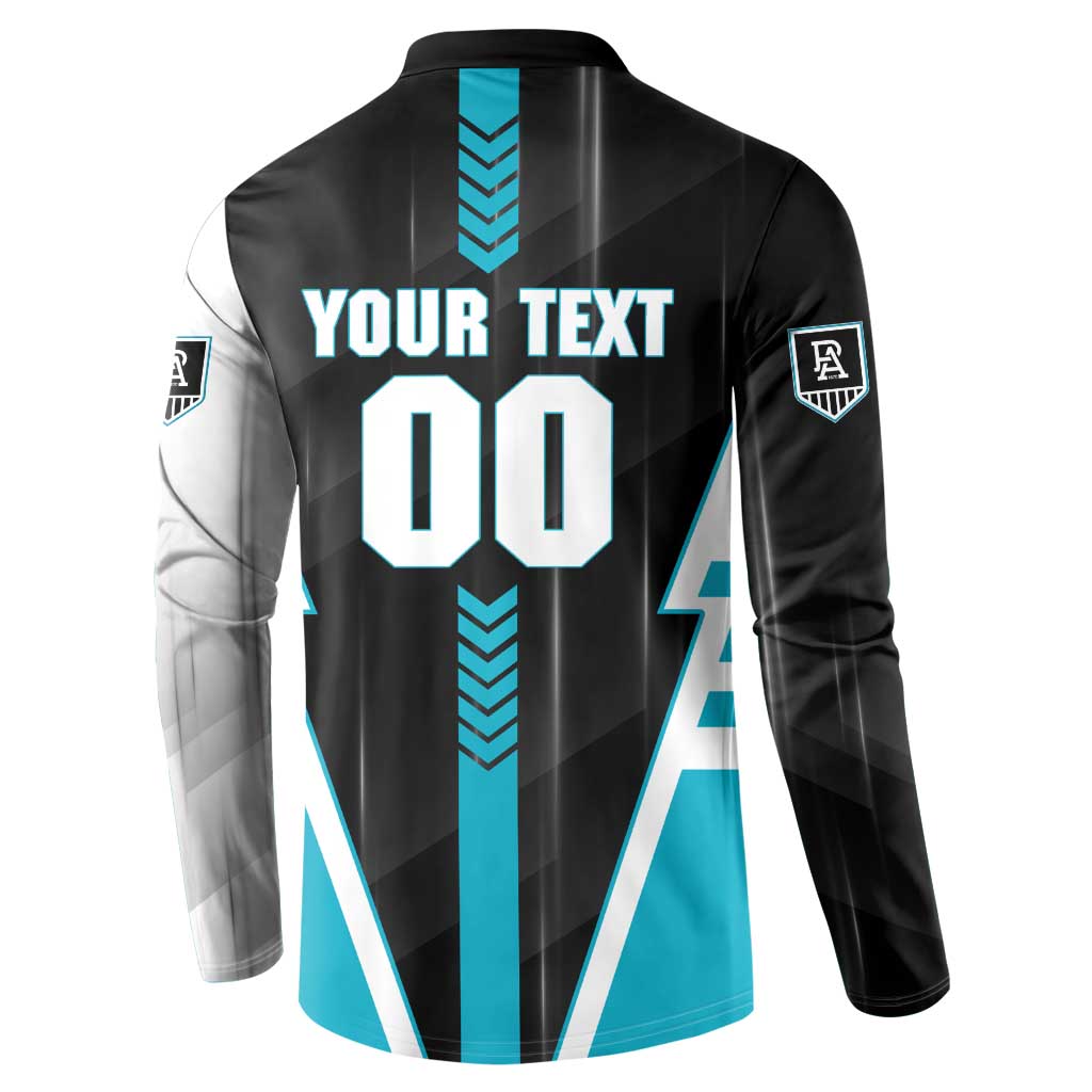 Personalized Port Adelaide Power Button Sweatshirt Modern Geometric Sports Graphic Style
