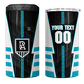 Personalized Port Adelaide Power 4 in 1 Can Cooler Tumbler Modern Geometric Sports Graphic Style
