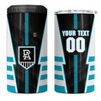 Personalized Port Adelaide Power 4 in 1 Can Cooler Tumbler Modern Geometric Sports Graphic Style