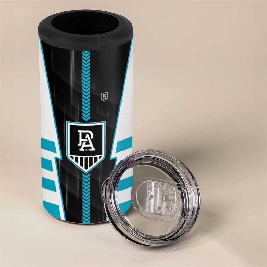 Personalized Port Adelaide Power 4 in 1 Can Cooler Tumbler Modern Geometric Sports Graphic Style