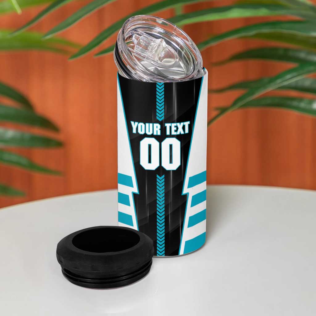 Personalized Port Adelaide Power 4 in 1 Can Cooler Tumbler Modern Geometric Sports Graphic Style