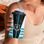 Personalized Port Adelaide Power 4 in 1 Can Cooler Tumbler Modern Geometric Sports Graphic Style