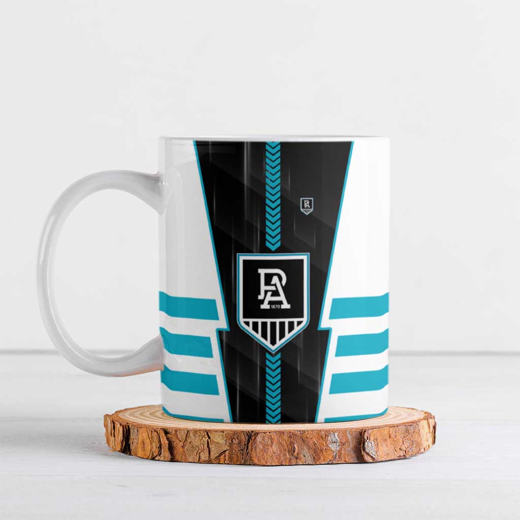 Personalized Port Adelaide Power Ceramic Mug Modern Geometric Sports Graphic Style