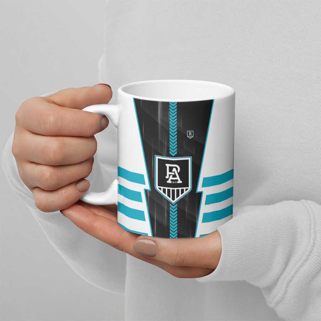 Personalized Port Adelaide Power Ceramic Mug Modern Geometric Sports Graphic Style
