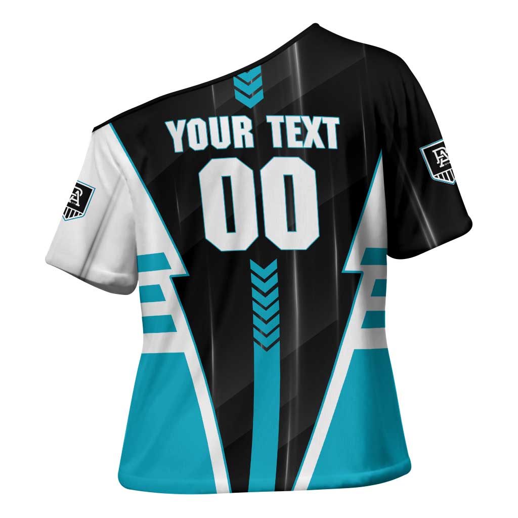 Personalized Port Adelaide Power Cross Shoulder Shirt Modern Geometric Sports Graphic Style