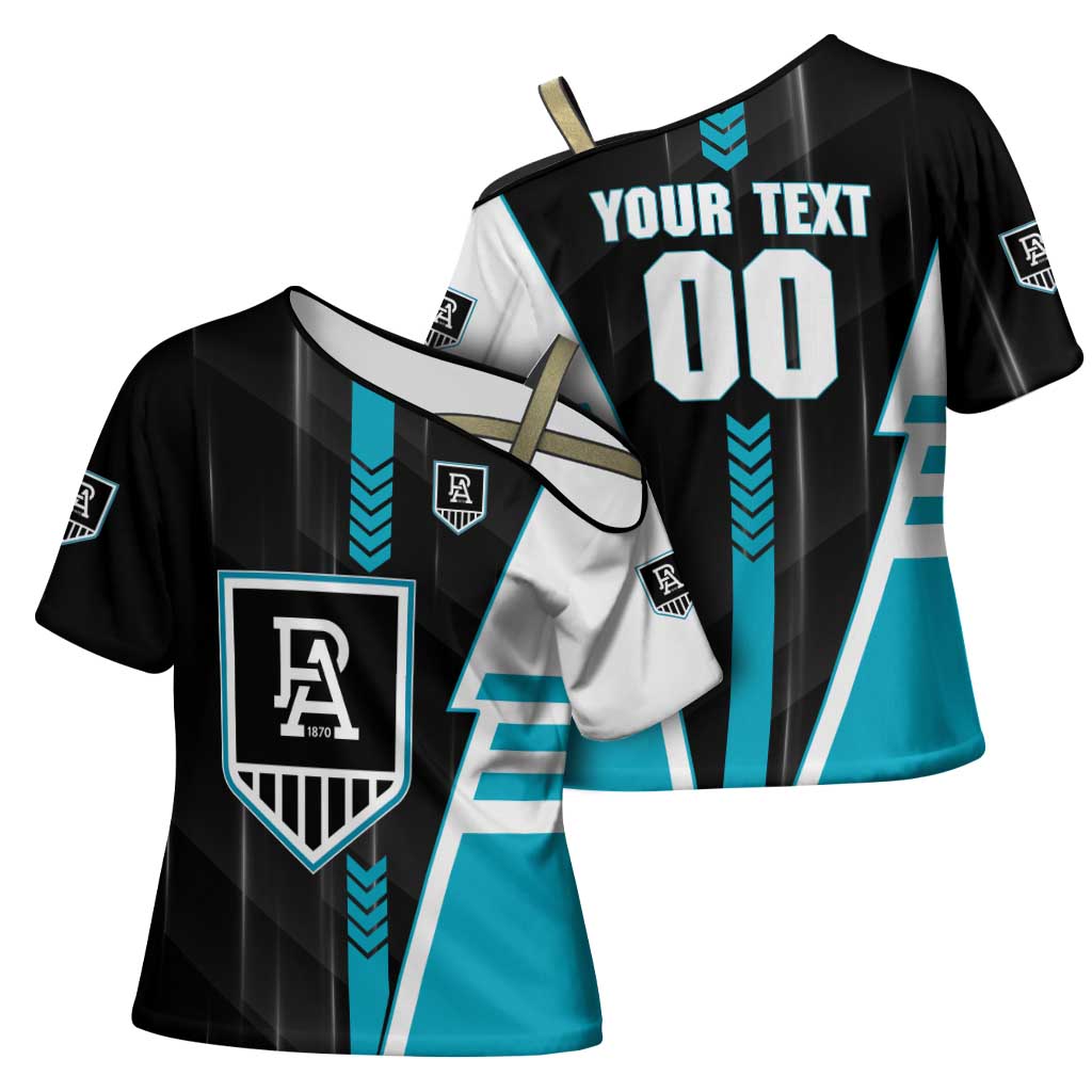 Personalized Port Adelaide Power Cross Shoulder Shirt Modern Geometric Sports Graphic Style
