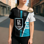 Personalized Port Adelaide Power Cross Shoulder Shirt Modern Geometric Sports Graphic Style
