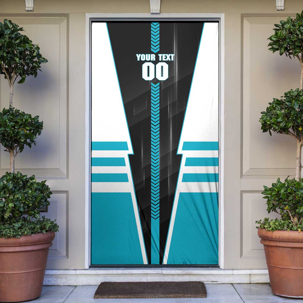 Personalized Port Adelaide Power Door Cover Modern Geometric Sports Graphic Style