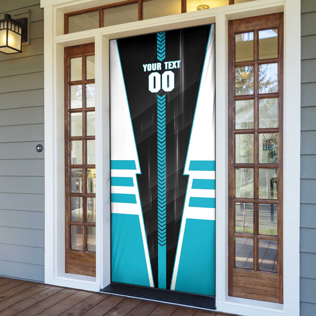 Personalized Port Adelaide Power Door Cover Modern Geometric Sports Graphic Style