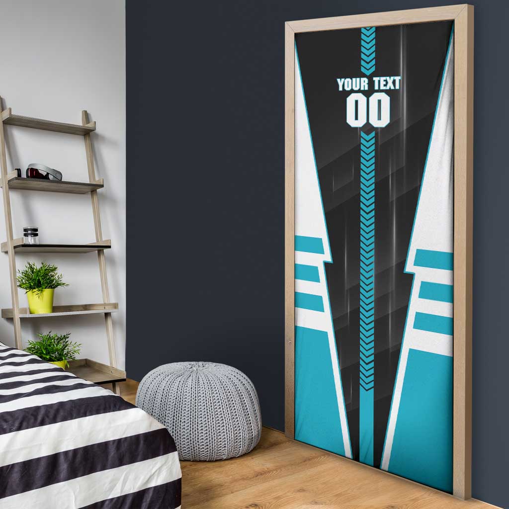 Personalized Port Adelaide Power Door Cover Modern Geometric Sports Graphic Style