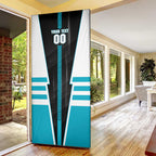 Personalized Port Adelaide Power Door Cover Modern Geometric Sports Graphic Style