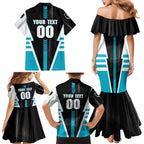 Personalized Port Adelaide Power Family Matching Mermaid Dress and Hawaiian Shirt Modern Geometric Sports Graphic Style