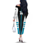 Personalized Port Adelaide Power Family Matching Off The Shoulder Long Sleeve Dress and Hawaiian Shirt Modern Geometric Sports Graphic Style