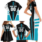 Personalized Port Adelaide Power Family Matching Short Sleeve Bodycon Dress and Hawaiian Shirt Modern Geometric Sports Graphic Style