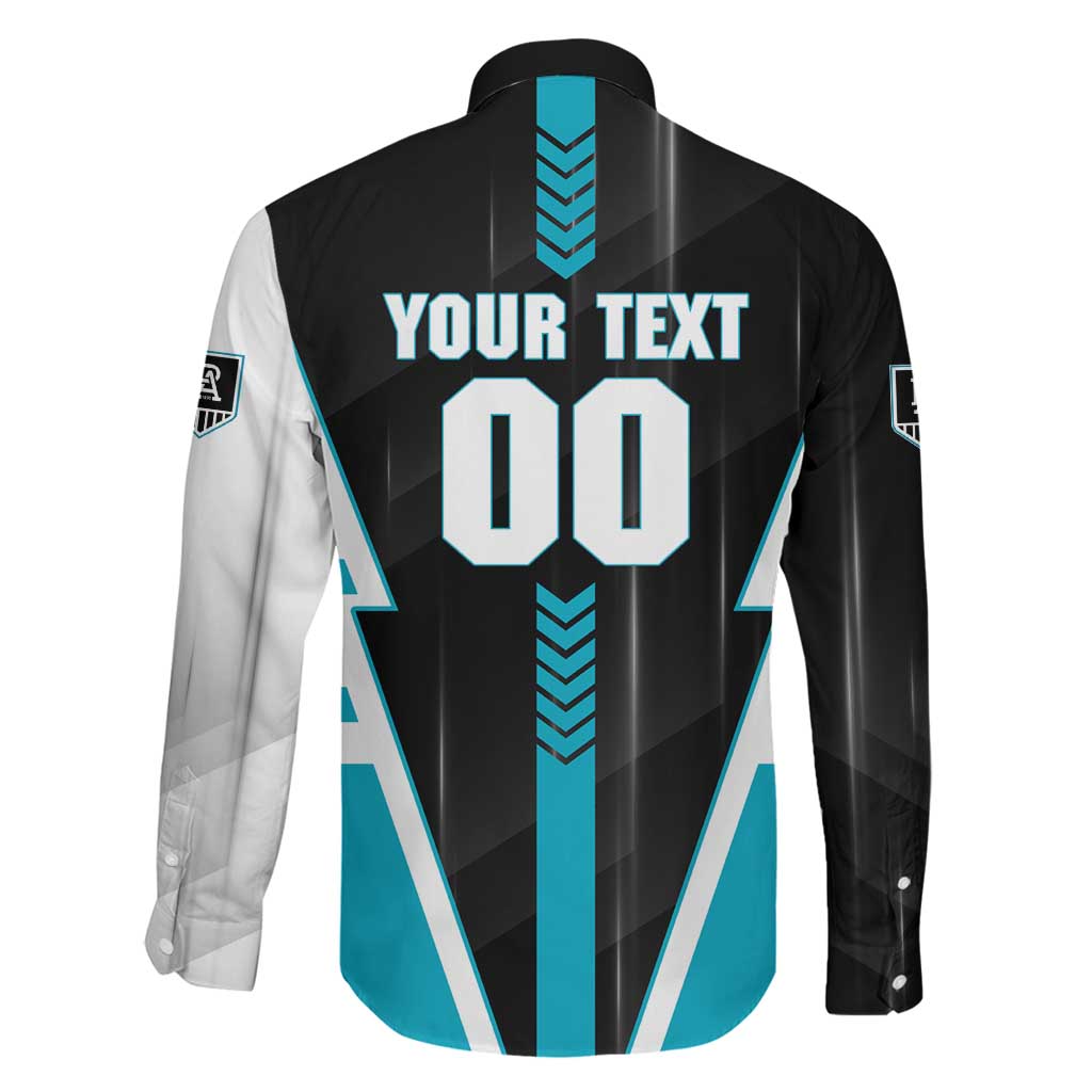 Personalized Port Adelaide Power Family Matching Short Sleeve Bodycon Dress and Hawaiian Shirt Modern Geometric Sports Graphic Style