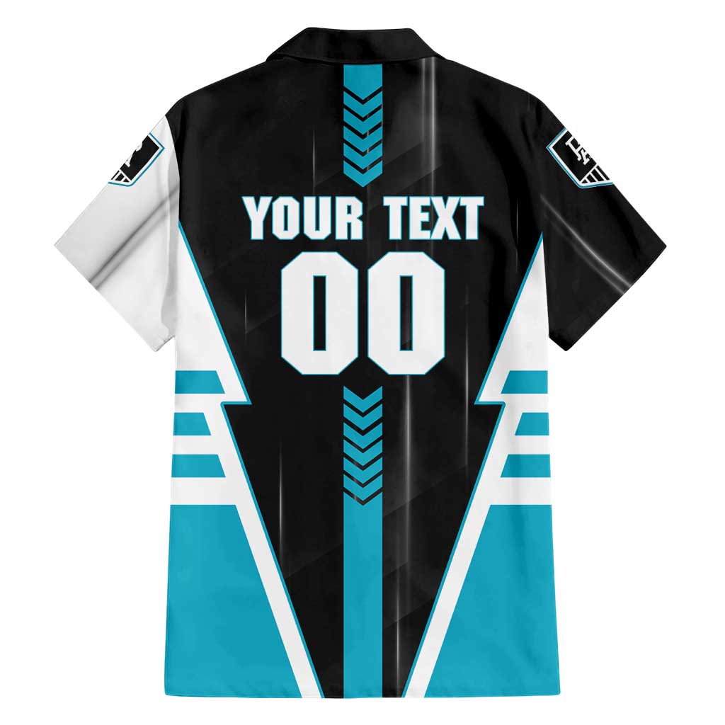 Personalized Port Adelaide Power Family Matching Summer Maxi Dress and Hawaiian Shirt Modern Geometric Sports Graphic Style