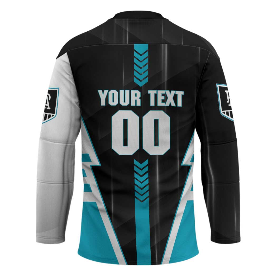 Personalized Port Adelaide Power Hockey Jersey Modern Geometric Sports Graphic Style